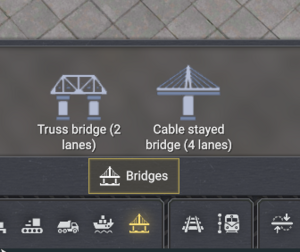 Screenshot of the bridge options, as they are available via the bridge section of the lower toolbar.